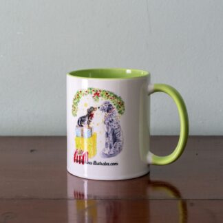 #Christmas #mug #teamug #coffeemug #hotdrinksmug #Christmasmug #illustratedmug #dogillustrations
