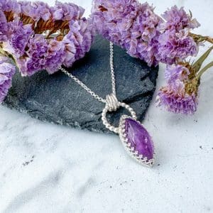 Amethyst gemstone necklace handmade in sterling silver