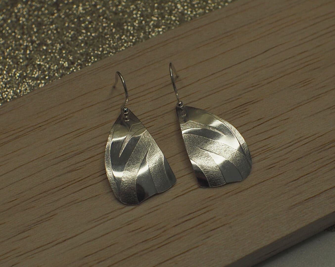Sterling silver handmade butterfly drop earrings