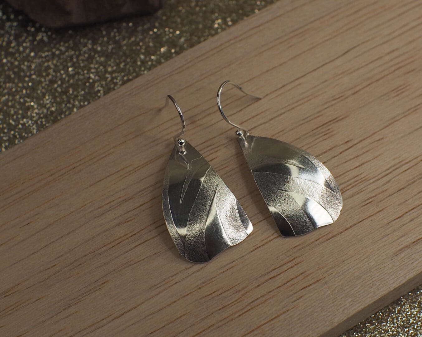 Sterling silver handmade butterfly drop earrings