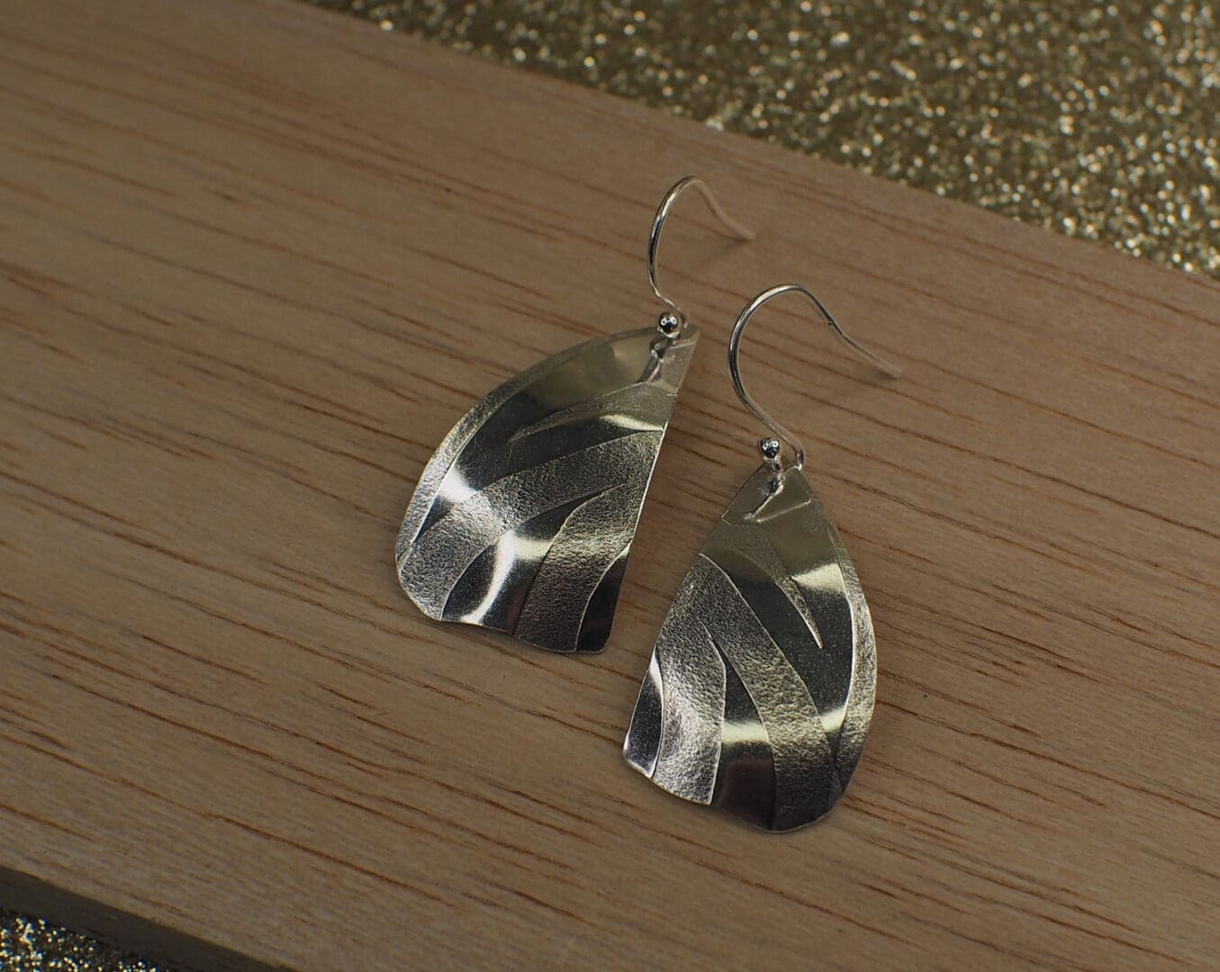 Sterling silver handmade butterfly drop earrings