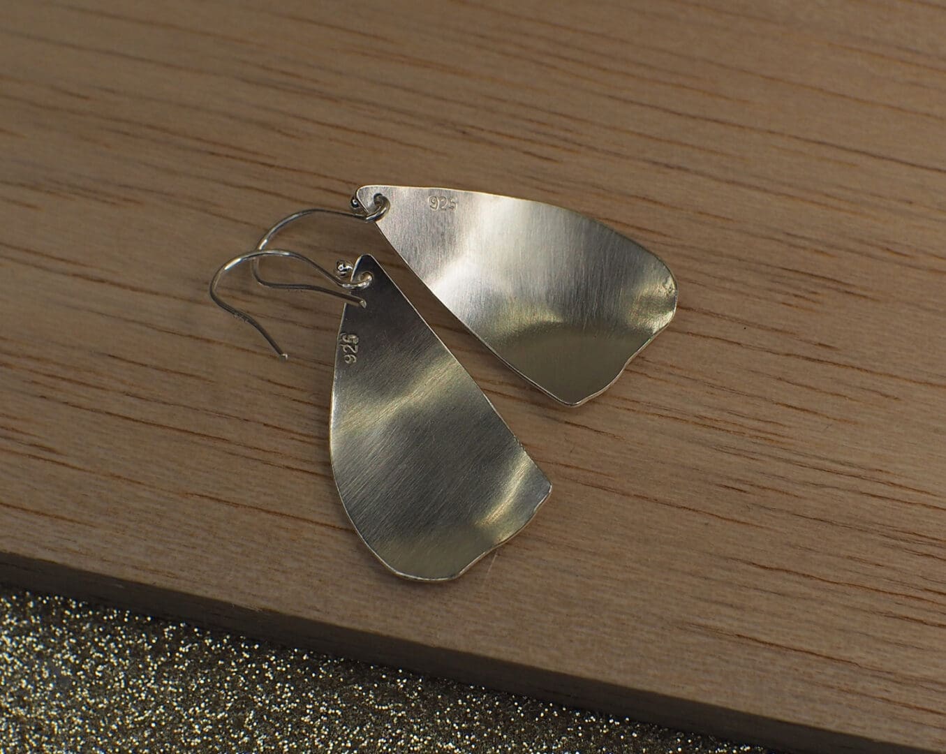Sterling silver handmade butterfly drop earrings reverse