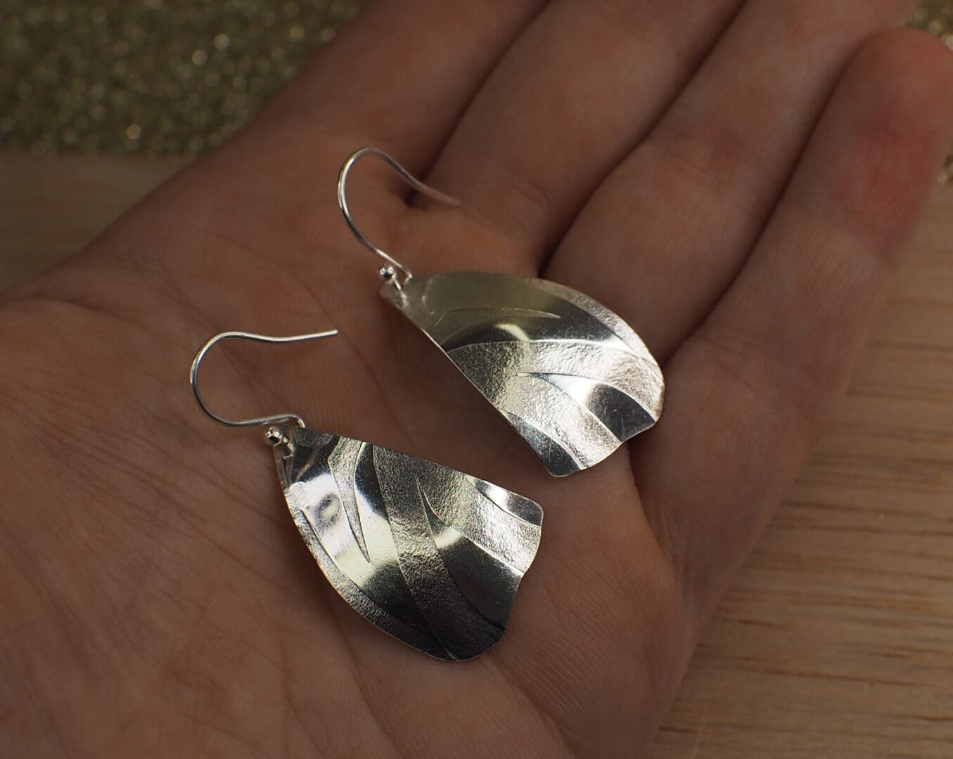 Sterling silver handmade butterfly drop earrings
