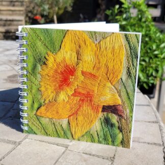 Embroidered daffodil printed notebook 12 x 12cm