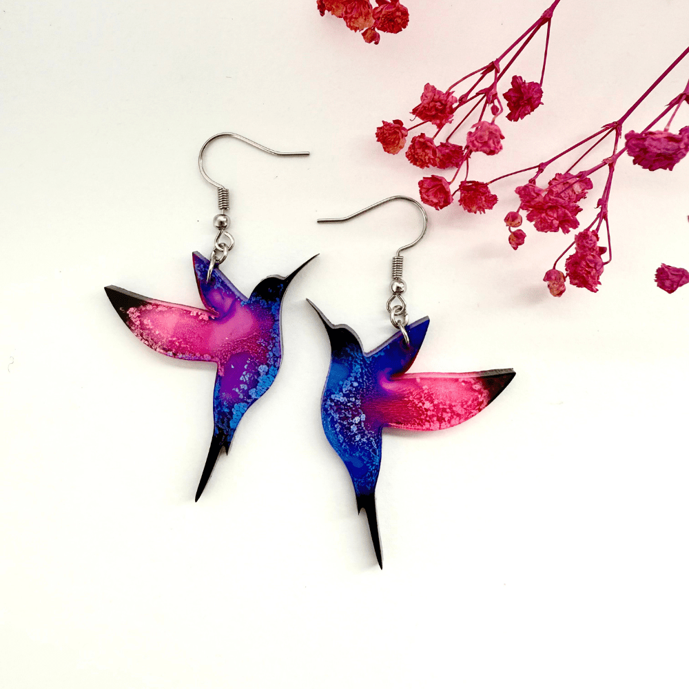 Beautiful handmade hummingbird earrings perfect for bird lovers and nature enthusiasts