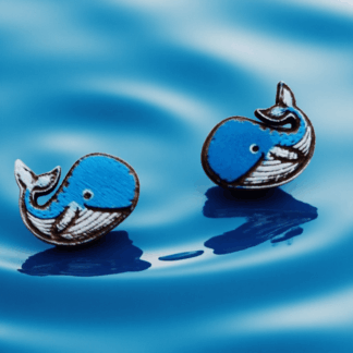 Handmade Wooden Whale Stud Earrings