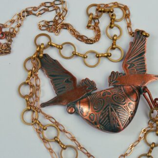Crow Talisman Locket in Copper with swivel opening
