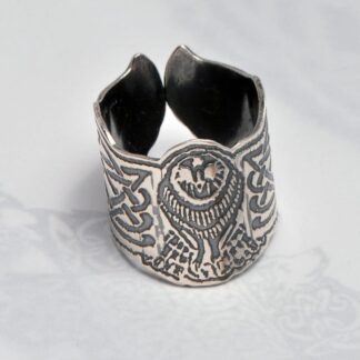 Sterling Silver Owl Ring: Celtic Bird, Adjustable Goddess Ring