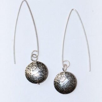 Sterling Silver Leaping Hare Drop Earrings: Etched Design