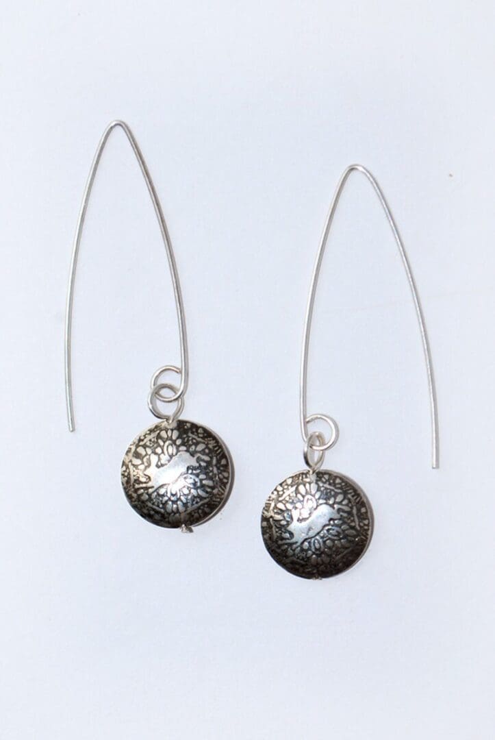 Sterling Silver Leaping Hare Drop Earrings: Etched Design