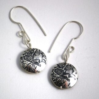 Silver Magpie, Crow, owl or Bird on Wing Drop Earrings