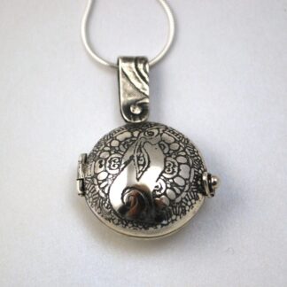 Sterling Silver locket - moongazing hare - hinged design - etched locket