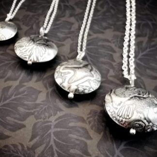 Small Sterling Silver Crow, owl, bird on wing, magpie Capsule Pendant