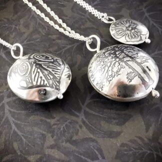 Sterling Silver flower tree or heart Capsule Pendant