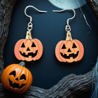 Halloween Pumpkin Wooden Dangle Earrings