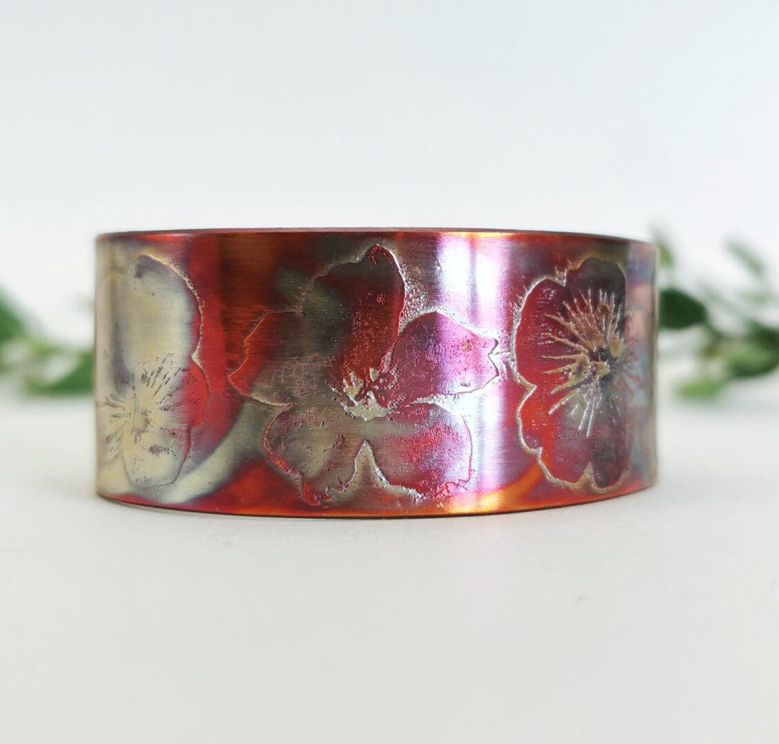 copper flower cuff