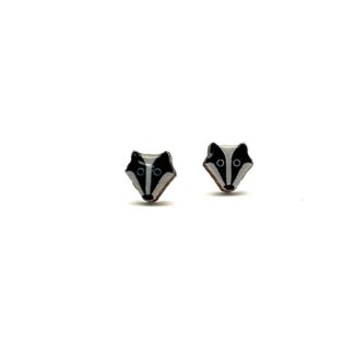 wooden badger earrings