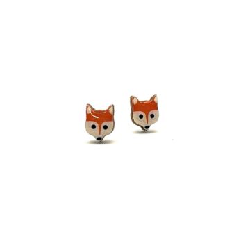 wooden fox earrings
