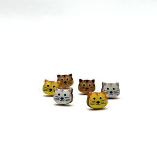 wooden kitten earrings