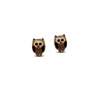 wooden owl earrings