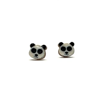 wooden panda earrings