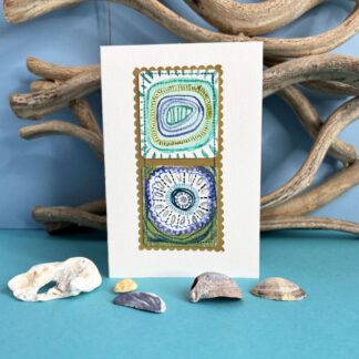 Stitched watercolour art card Double swirls a6 greetings card