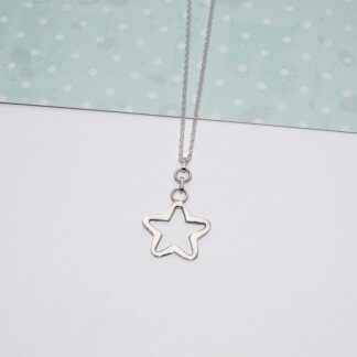 Sterling silver Open Star pendant necklace