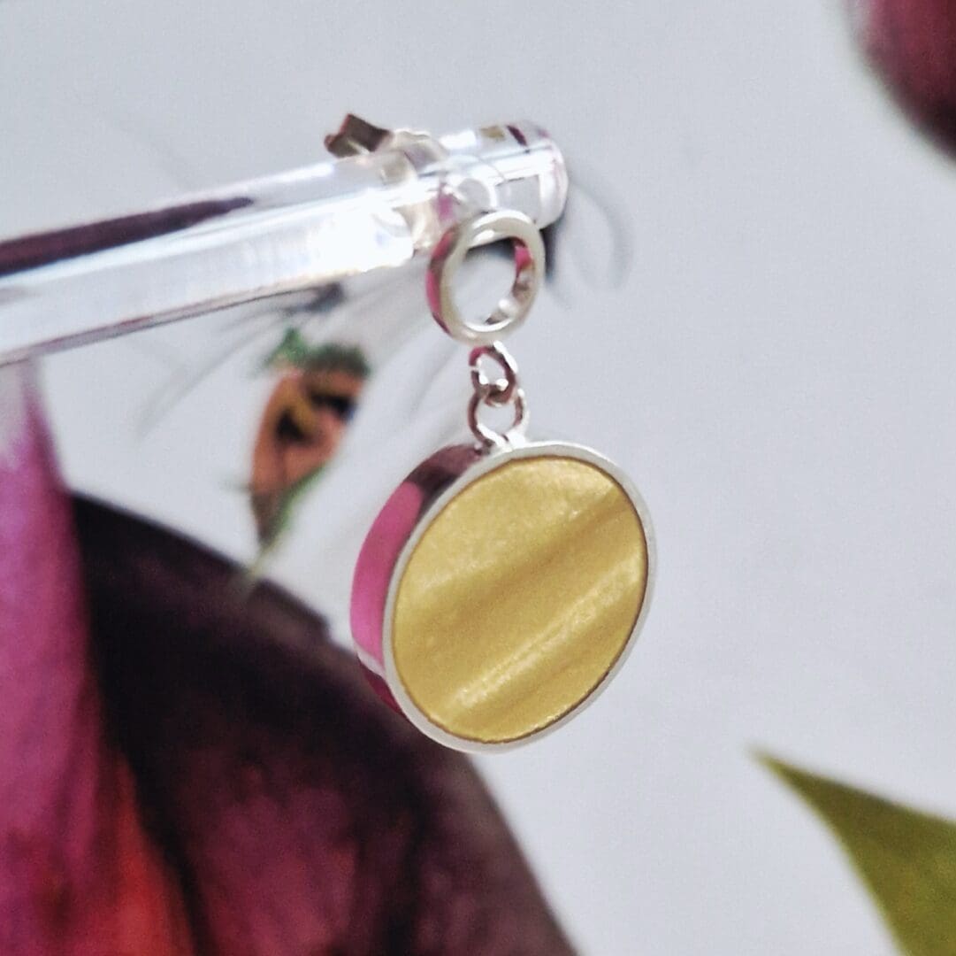 Sterling Silver and Gold Toned Clay Round Earrings - Image 3