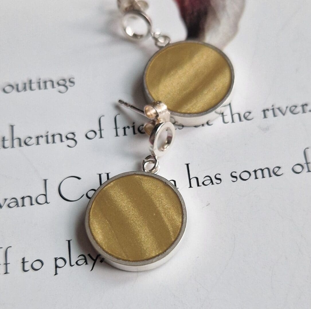 Sterling Silver and Gold Toned Clay Round Earrings - Image 2