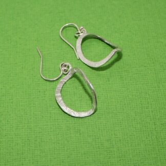 Oval bevelled cut out sterling silver earrings