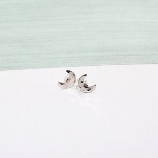 Silver moon ear stud earrings