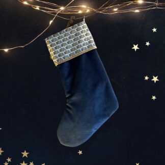 Velvet Christmas stocking with Liberty fabric contrast