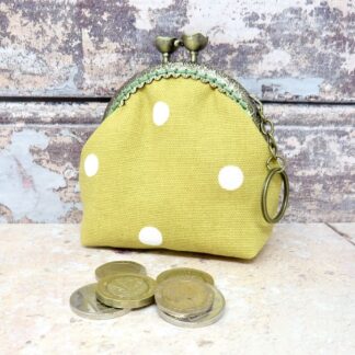 Mustard spot coin purse with key ring