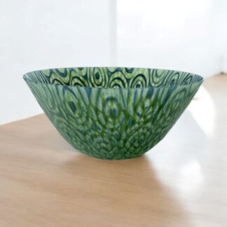 Kiln formed Glass Dropout Bowl Blue and Green 20cm