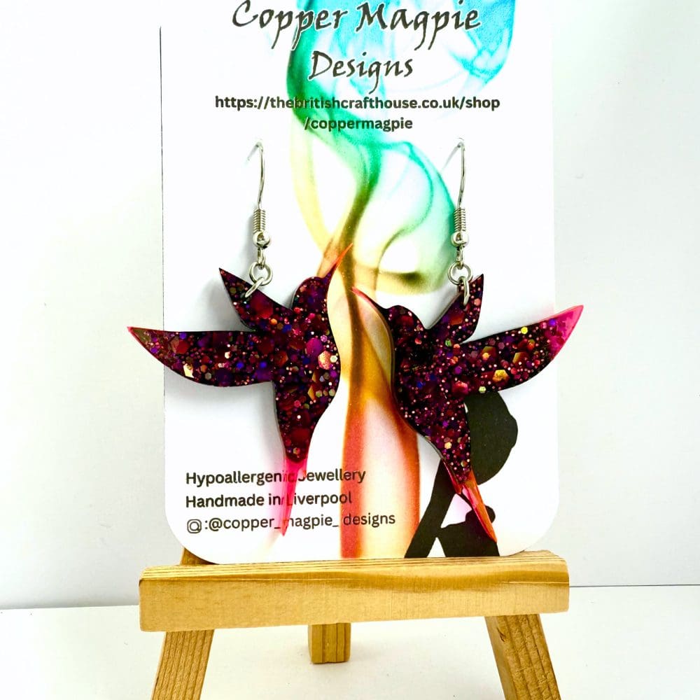 Earrings on decorative display card ready for gifting