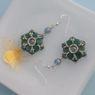 Handmade Bead Earrings in a Tudor Rose Shape
