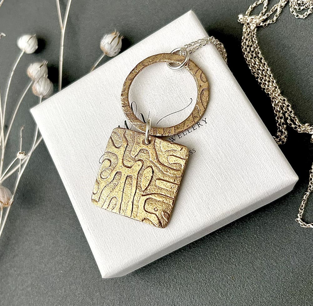 Double Bronze Pendant Necklace - Image 4