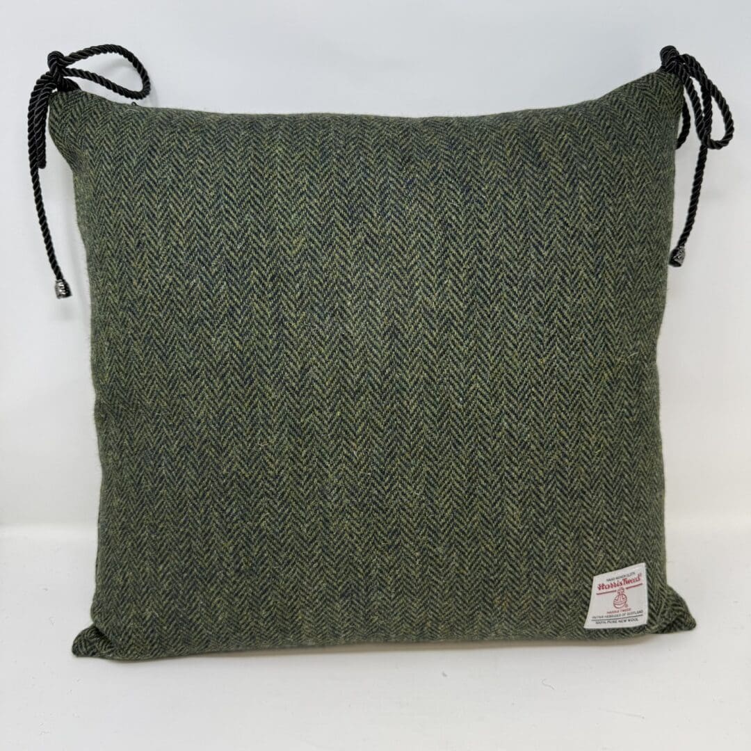 Harris Tweed Dining Chair Cushion Green and Navy