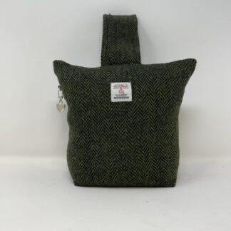 Harris Tweed® Doorstop – Green and Navy Herringbone, Handcrafted Luxury Zipped Wool Doorstopper