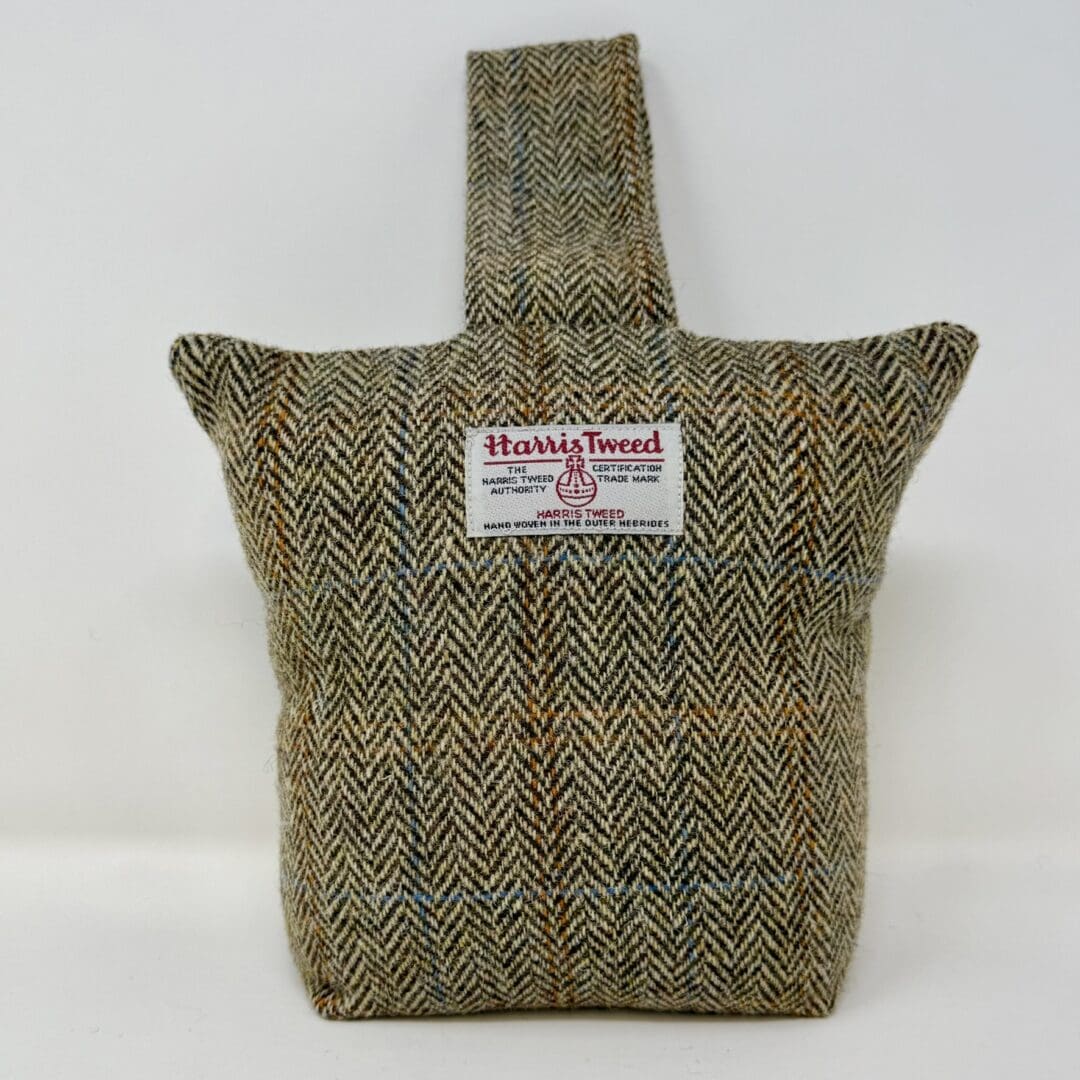 Harris Tweed® Doorstop – Brown Herringbone, Handcrafted Luxury Zipped Wool Doorstopper