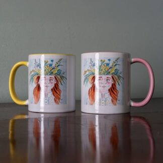 #tbch #tbchseller #tbchillustrator #mug #illustratedmug #bonnetgirl #spring #card #springflowers #springflowerbonnet #wildflowers