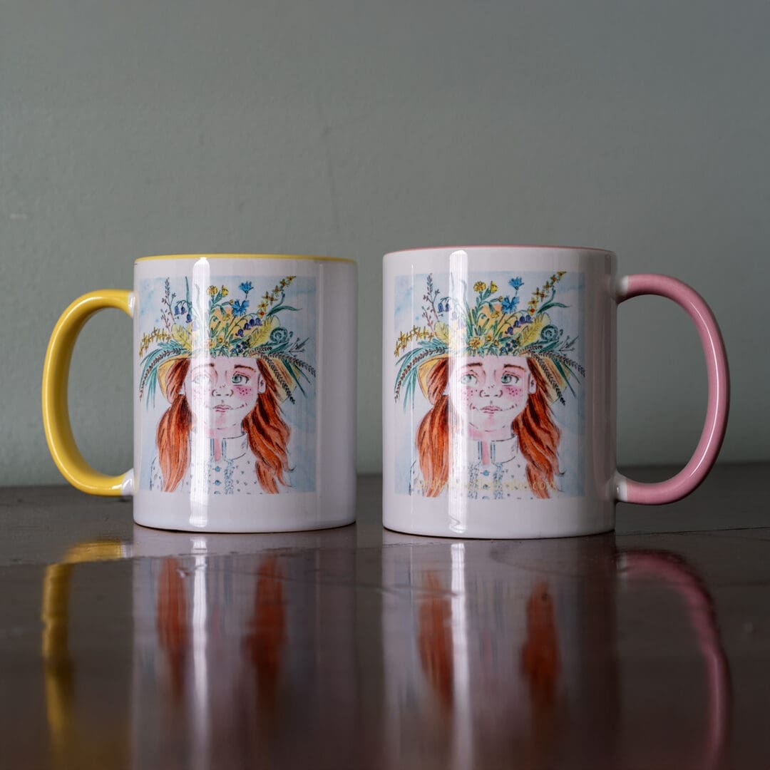 #tbch #tbchseller #tbchillustrator #mug #illustratedmug #bonnetgirl #spring #card #springflowers #springflowerbonnet #wildflowers