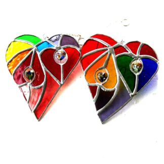 Heart of Hearts stained glass rainbow suncatcher love anniversary gift