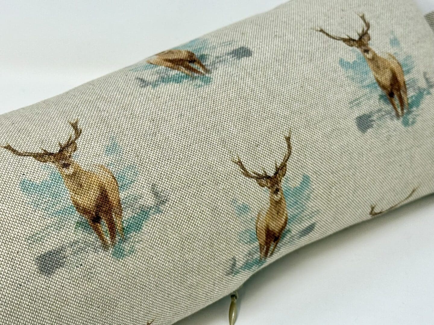 Stag Print Draft Excluder – Weighted Beige Linen Cotton - Custom Length - Machine Washable - Image 2