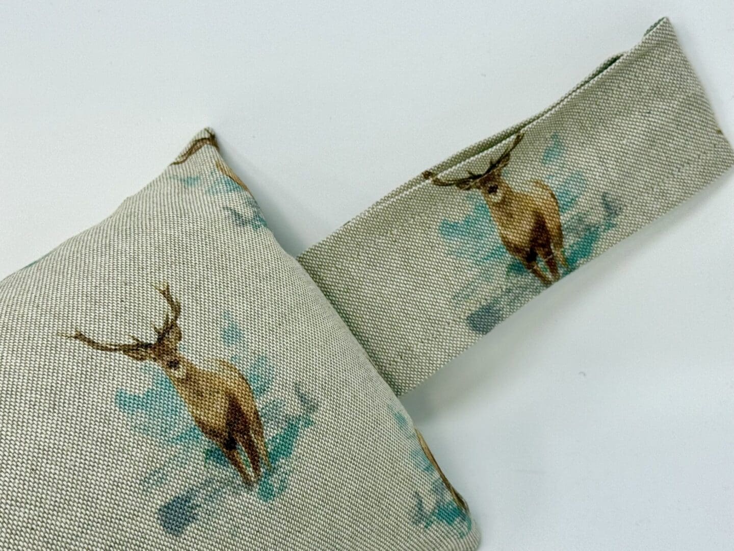 Stag Print Draft Excluder – Weighted Beige Linen Cotton - Custom Length - Machine Washable - Image 3