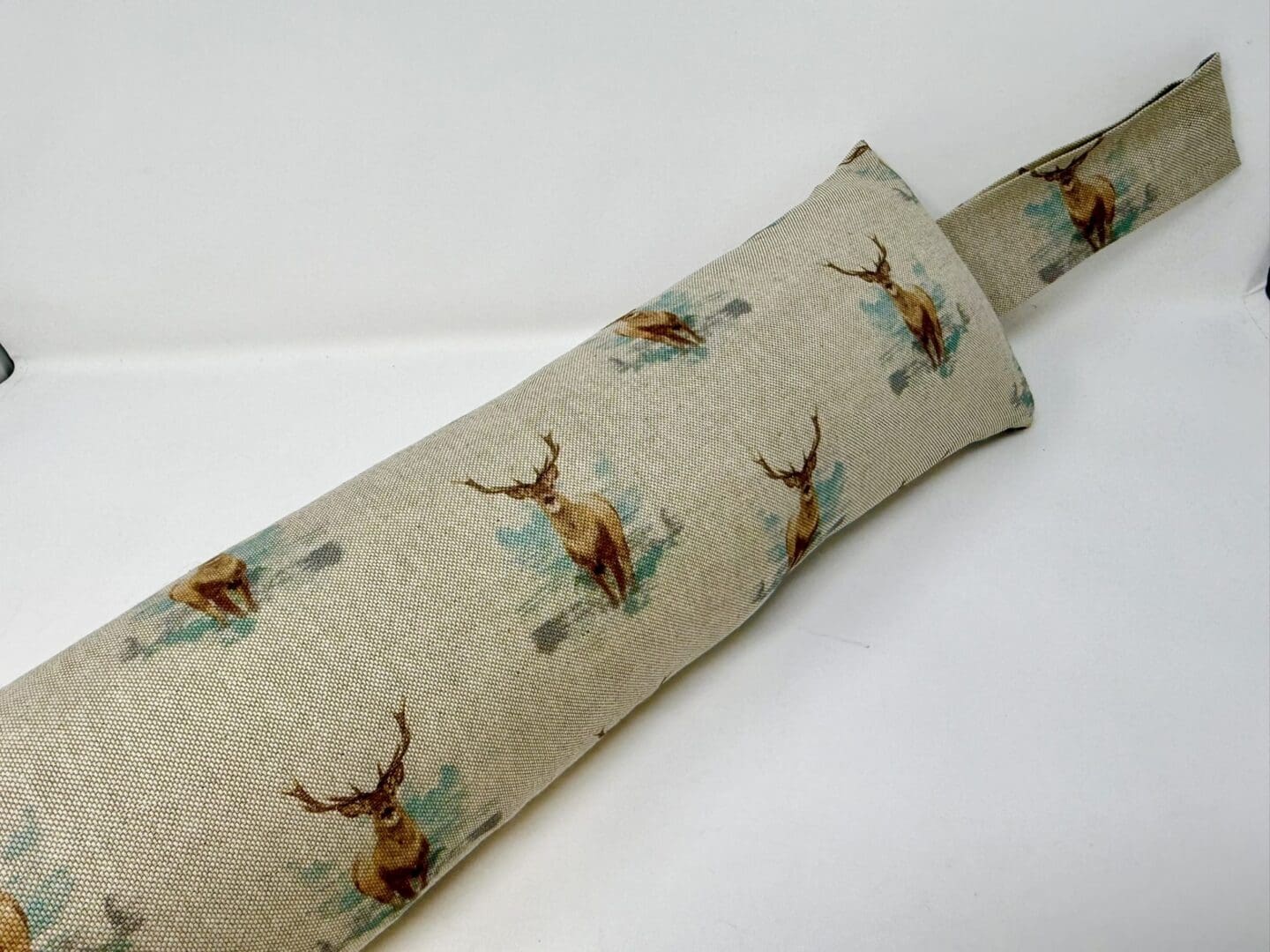 Stag Print Draft Excluder – Weighted Beige Linen Cotton - Custom Length - Machine Washable - Image 4