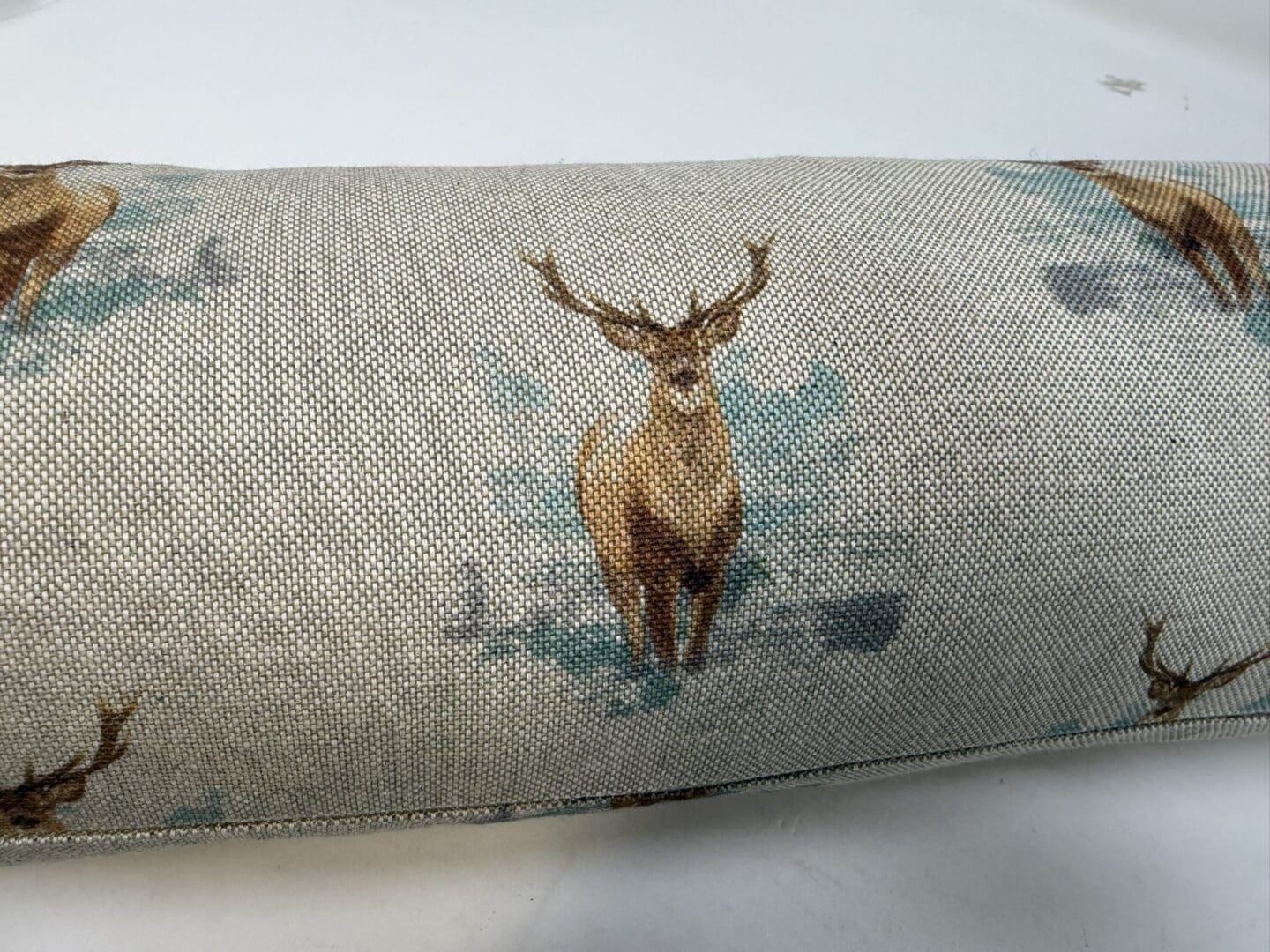 Stag Print Draft Excluder – Weighted Beige Linen Cotton - Custom Length - Machine Washable - Image 5