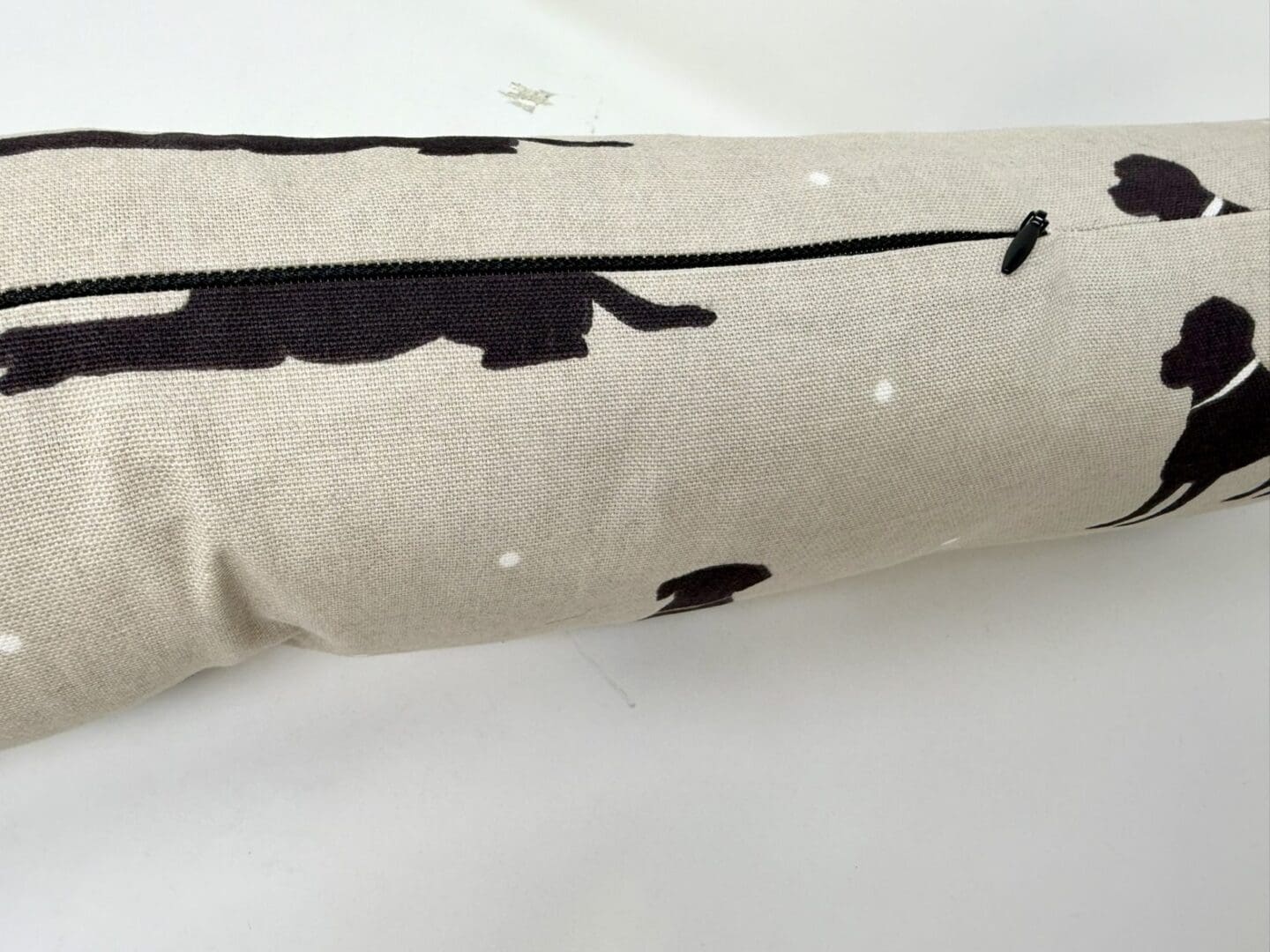 Black Labrador Print Draft Excluder – Weighted Beige Cotton Canvas - Custom Length - Machine Washable - Image 6