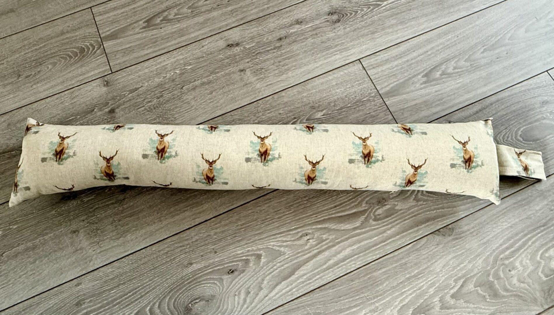 Stag Print Draft Excluder – Weighted Beige Linen Cotton - Custom Length - Machine Washable - Image 7