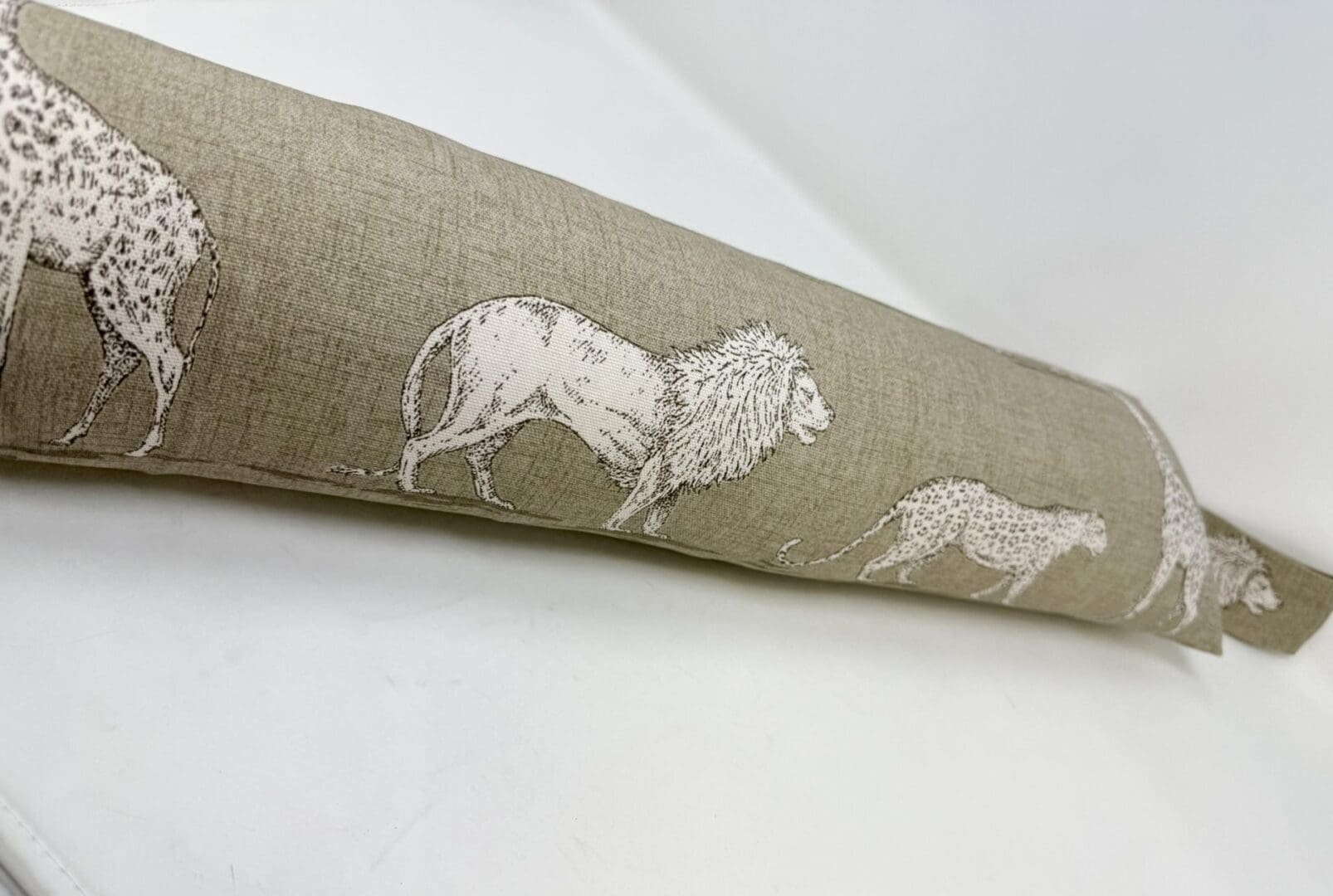 Jungle Animals Print Draft Excluder – Weighted Beige Cotton Canvas - Custom Length - Machine Washable - Image 2